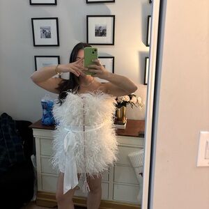 White Feather Mini Dress